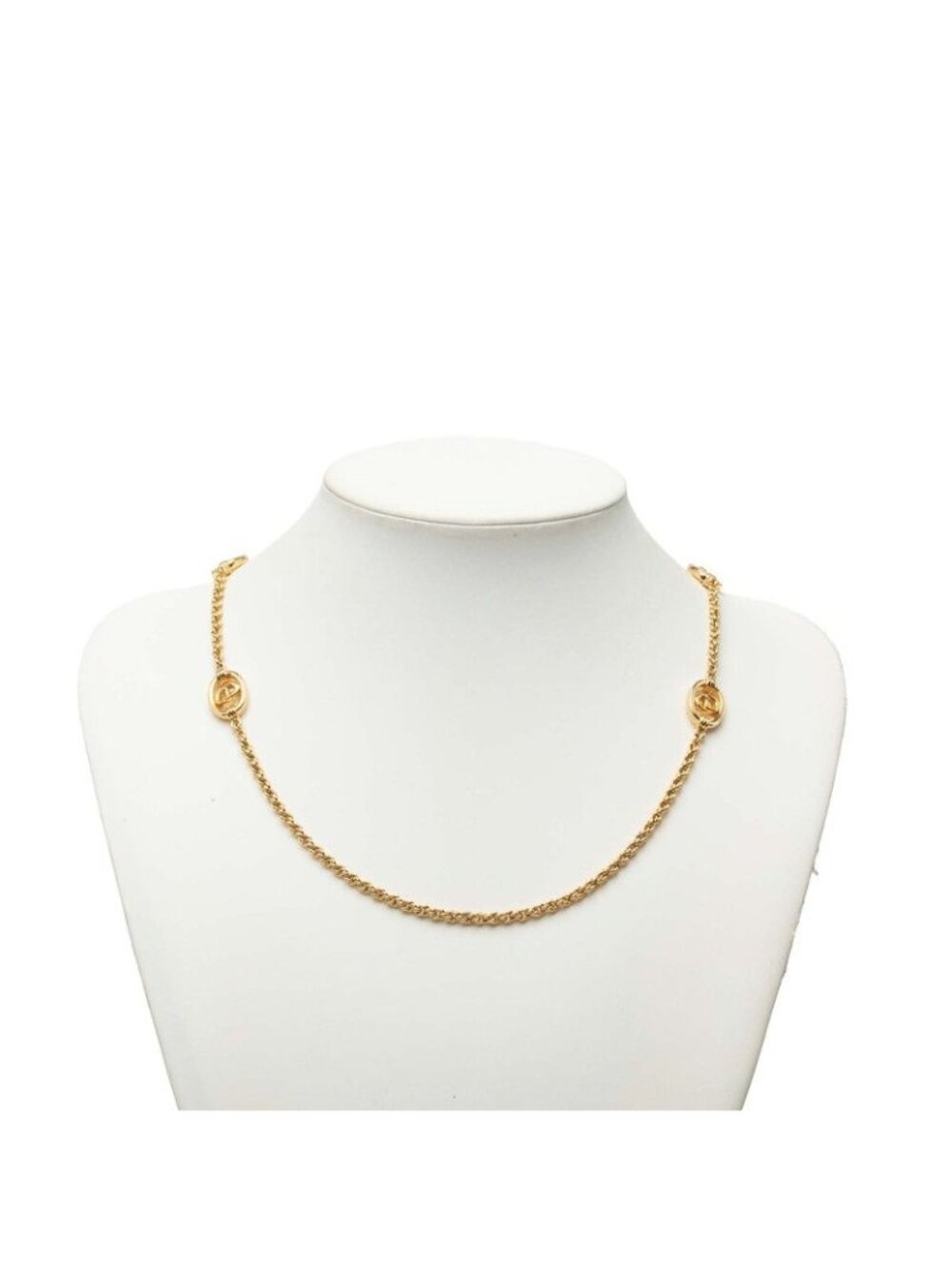 Dior CD Logo Long Necklace Gold Plated